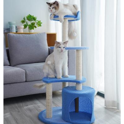 China Stocked Pet Toy Fun Hammock Cat Scratching Post Platform Sisal Cat Litter Cat Climbing Jumping Frame for sale