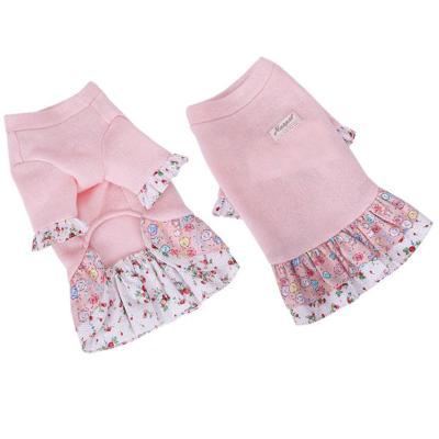 China Love and Cat Dress Warm Cat Clothes floral bipedal fresh and fashionable wind 2021 for Autumn And Winter for sale