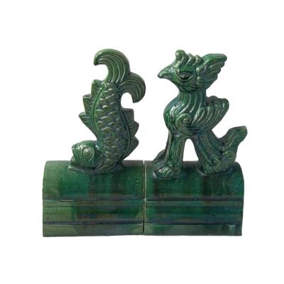 China Traditional Garden Roof Ornament Glazed Porcelain Chinese Figures for sale