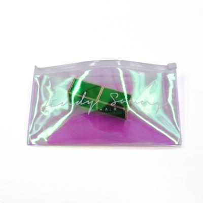 China BIODEGRADABLE PVC Custom Holographic Cosmetic Make Up Zipper Bag for sale