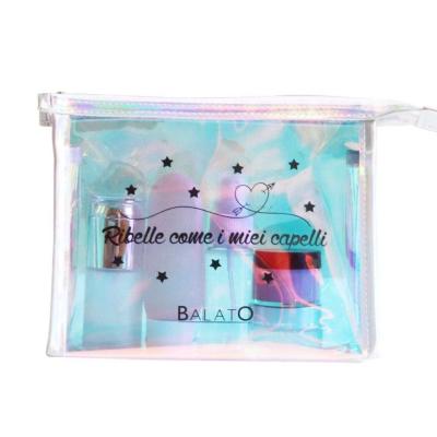 China Recyclable Luxury Custom Holographic PVC Zip Lock Zipper Zipper Bikini Bag Cosmetic Slider Tote Bag for sale