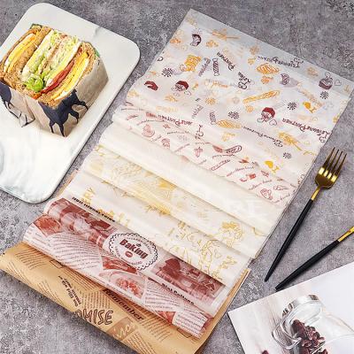 China Custom Logo Printed Food Grade Wax Greaseproof Wrapping Tissue Paper for Sandwich for sale