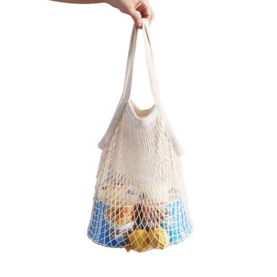 China 2021 Recyclable Eco Friendly Cotton Twine Net Pouch Packaging Attached Shopping Bags For Vegetables Fruit for sale