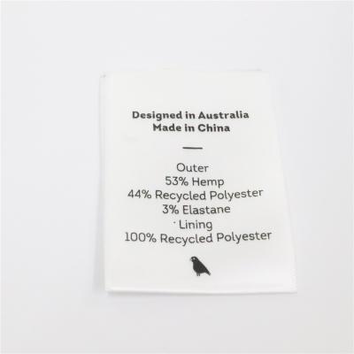 China Viable Wholesale Custom White Care Instruction 100 Polyester Satin Garment Care Labels / Garment Care Wash Label for sale