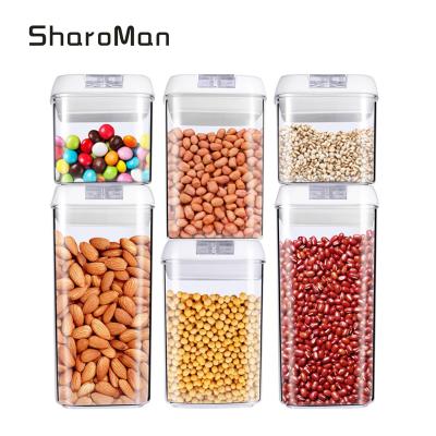 China Freshness Preservation SharoMan BPA Free Clear Plastic Storage Containers For Household Use Kitchen Pantry Organization for sale