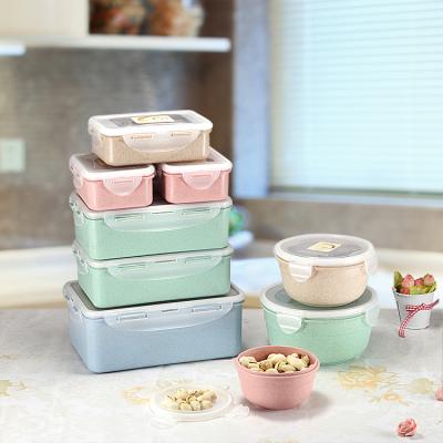 China Hot Selling Custom Wheat Straw Food Container Lunch Box Fashion 1250ml 380ml 380ml Freshness Preservation for sale