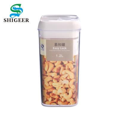 China Freshness Preservation Customized Type 1.2L Airtight Plastic 10*10*20.5cm Rectangular Food Storage Container for sale