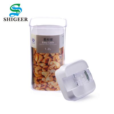 China Freshness Preservation Customized Size 10*10*20.5cm Square Type 1.2L Kitchen Use Airtight Plastic Food Container for sale