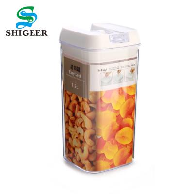 China Freshness Preservation Cheap Customized Type Food Container Square 1.2L Plastic Airtight Dry Storage Box for sale