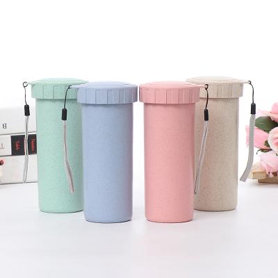 China Hot Selling Sustainable Custom Design Seal 430ML Leak Proof Straw Cup Multicolor Biodegradable Wheat Cup for sale