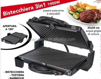 China Hot sale household 180 degree open electric grill with detachable plate for sale