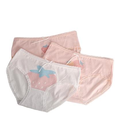 China New Design Teenage Antibacterial Mid Waist Girls Lovely Girls Antibacterial Women Underwear Ladies Breathable Soft Panties for sale