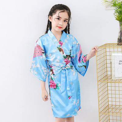 China Breathable Summer High Quality Fashionable Animal Printing Kids Sleepwear Girls Silk Maxi Dresses for sale