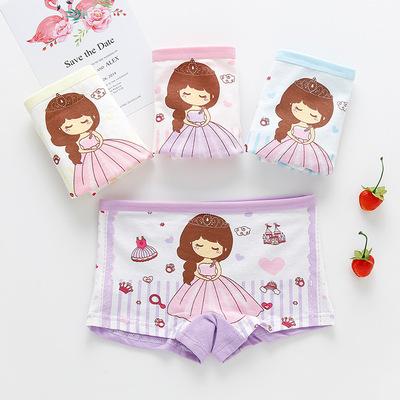 China Breathable Cheap Price High Quality Cute Cartoon Printing Pure Cotton Girls Underwear Children Boyshorts for sale