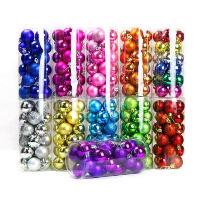 China 21151 3/4/5/6/8cm 24pcs Colorful Plastic Barreled Plastic Christmas Ball for sale