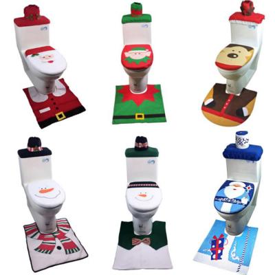 China 21157 Christmas Ornaments Flannel Christmas Stocked Creative Toilet Cover for sale