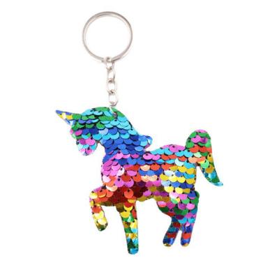 China 21134 Central Institute of Statistics sequined Unicorn Bag Hanging Keychain sequined double-sided colorful for sale