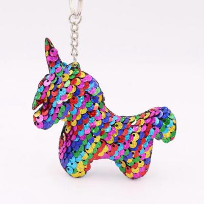 China 21138 Sequined Unicorn Keychain Cute Sequined American Double Sided for sale