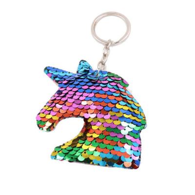 China 21141 sequined Unicorn Keychain Bag Pendant colorful double-sided sequined for sale