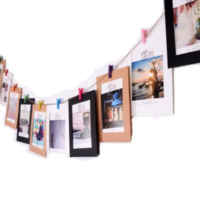 China 21116 10 PCS PAPER Vintage Wrapping Paper Photo Frame Photo Hanging Paper Wall With Hemp Rope Clip for sale