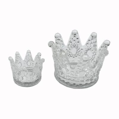 China Creative Home Decoration 2180 Crystal Glass Ashtray Household Crown Crafts Candle Holder Decoration for sale