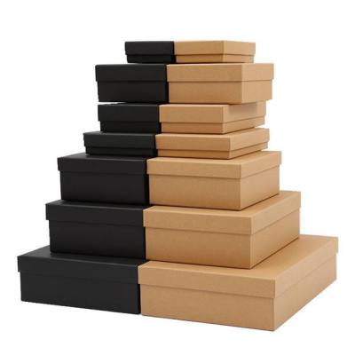 China 2168 Recyclable Large Kraft Paper Packaging Box Rectangular Lid And Bottom Black Brown Gift Boxes for sale