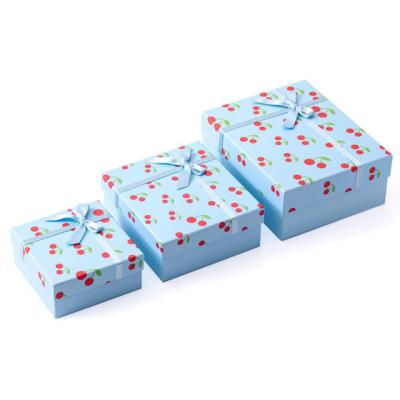 China 2171 Recyclable Cherry Bow Gift Box Japanese Cute Lid and Souvenir Low Black Box for sale