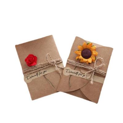 China Europe 2176 DIY Creative Paper Retro Wrapping Dried Flower Greeting Card Christmas Card for sale