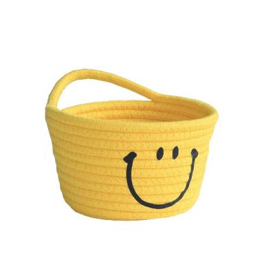 China 2133 Ins Style Cotton Cord Woven Nordic Viable Face Storage Basket Entrance Sundries Basket for sale