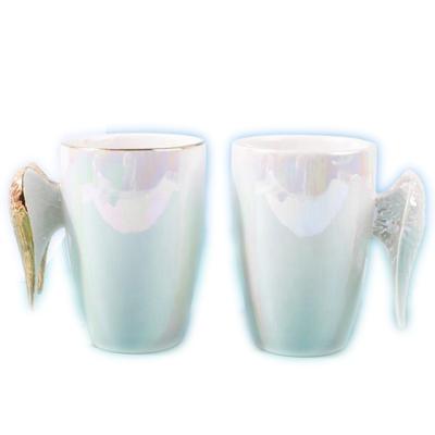 China 2103 Viable Creative Unique Colorful Ceramic Angel Wings Coffee Cup Mugs For Women Gift for sale