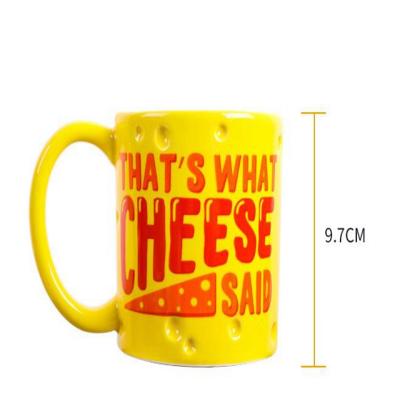 China 2106 Hot Selling Viable Creative Cute Cheese Shape Coffee Mug Ceramic Mugs For Gift for sale