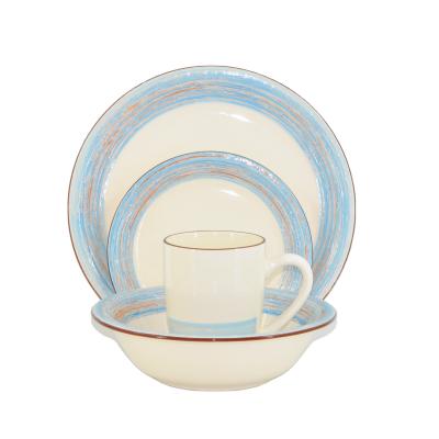 China Sustainable Bark 16Pcs Custom Luster Dishes Sets Ceramic Dinnerware Dinnerware Sets for sale