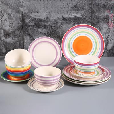 Chine Viable Wholesale Hand Painted Dinner Dishes Latest Ceramic Dishes Emboss Stoneware Ceramic Dinner Set à vendre