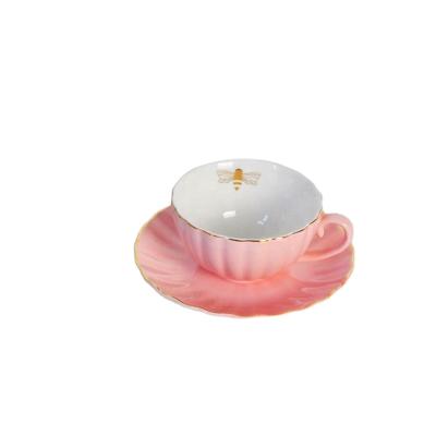 China New Viable Gold Edge Bone China Espresso Cup Saucers Coffee Cup Coffee Mugs Ceramic Tea Cups and Saucers for sale