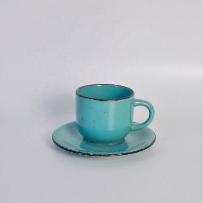 China Sustainable Ceramic Coffee Vintage Tea Cup And Saucer Set Of Cup Saucers for sale