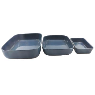 China Disposable Ceramic Rectangle Bakeware Pizza Baking Pan Pan Bread Cake Baking Tray for sale