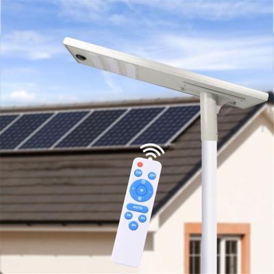 China Outdoor Head Eco - Friendly 120 Watt All In One Led No Sensor Panel Solar Street Light With Ip65 Pole for sale