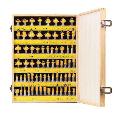 China 70pcs Carbide Woodworking Carbide Router Wood Bits Set With Wooden Box Packing for sale