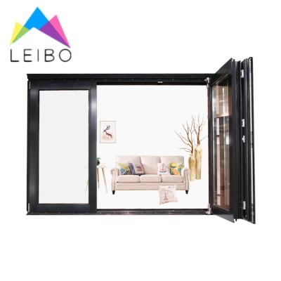 China Elegant Aluminum Folding Stacking Glass Bi Folding Window Vertical Energy Saving Fold Up Window Te koop