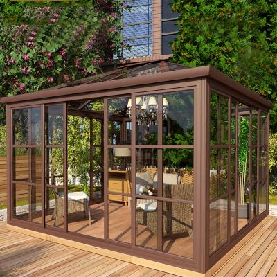 China New Modern Garden Sunroom Greenhouse High Profile Prefab Steel Structure Aluminum Sunroom Glass House Te koop