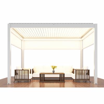 China Aluminum Pergola Easily Assembled Metal Peep Modern 3x4 Professional Custom Automatic Outdoor Pergola Waterproof for sale