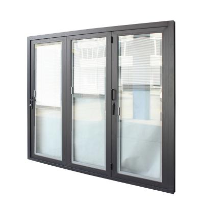 China Modern Made In China Aluminum Alloy Three Slot Folding Door And Window High End German Design Warm German Glass Frame Double Door for sale