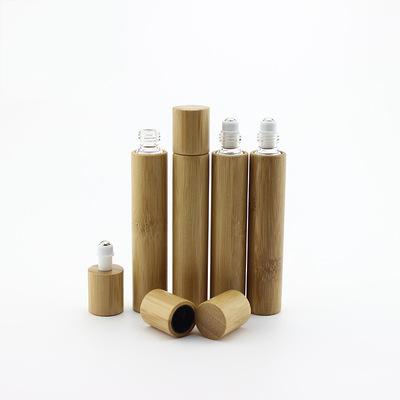 China Cosmetic Jar Stain 10ML Perfume Rollerball Bamboo Glass Bottle for sale