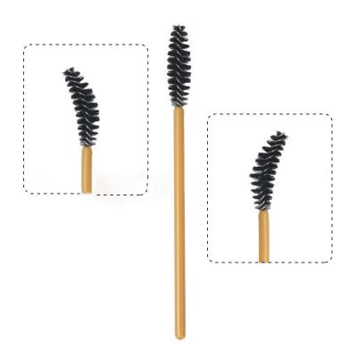 China Beauty Care Make Tools Bamboo Handle Eyelash Brush Makeup Brush Eyelash Extension Mascara Brush 50pcs/opp bag Natural Nylon Eyelashes Extensions for sale