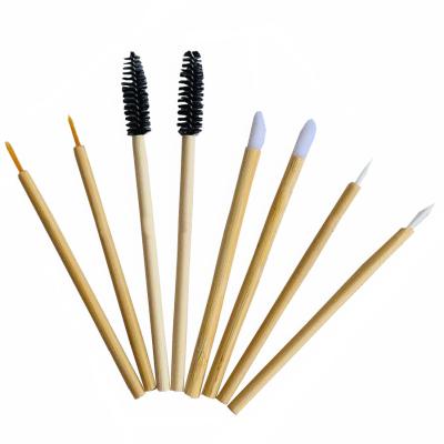 China Beauty care make tools eco-friendly bamboo handle lip gloss bamboo brush bamboo handle disposable lip brush for sale