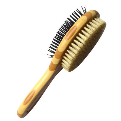 China Hot Sale Sustainable Pet Supply Bamboo Pet Brush With Biodegradable Bristle Bath Brush In High Quality For Dog for sale