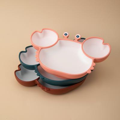 China BPA Free Toddler Plates Silicone Tod Place-Mats Infant Feeding Tray Crab Free Animal Baby Feeding Dishes for sale