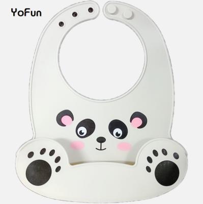 China Waterproof BeBe Dishware Bib Silicone Feeding Baby Bibs BPA Free Silicone OEM&ODM for sale