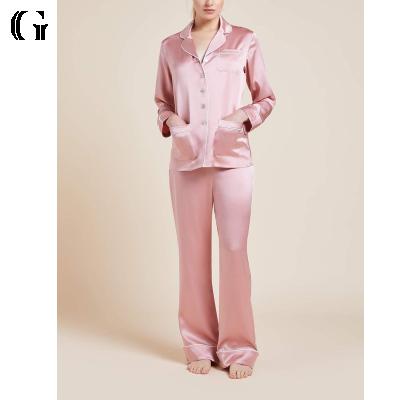 China Wholesale QUICK DRY elegant women's pure silk pajamas long sleeve sleepwear 100% silk pajamas for sale