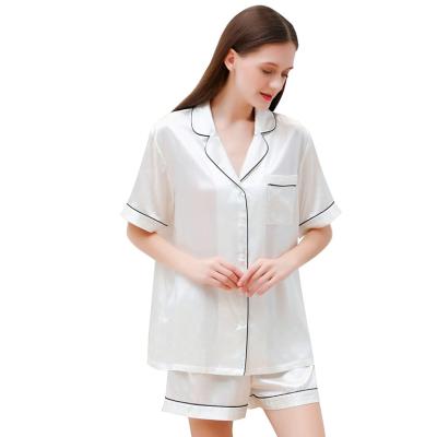 China QUICK DRY 22 Momme 100% Pure Silk Pajamas Short Two Piece Pj Sets Silk Pajamas Set For Women for sale